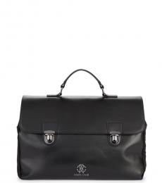 Roberto Cavalli Black Solid Large Briefcase Bag