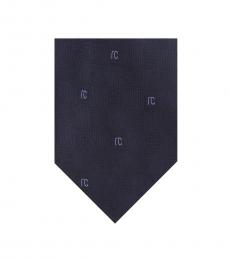 Roberto Cavalli Black Blue Micro Geometric Tie