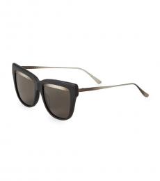 Bottega Veneta Black Etched Trim Square Sunglasses