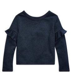 Ralph Lauren Little Girls Blue Heather Ruffled Atlantic Top