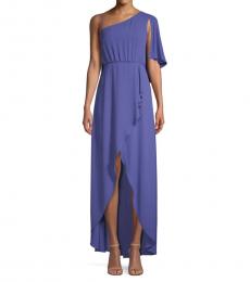 BCBGMaxazria Amp Blue Draped One-Shoulder High-Low Dress