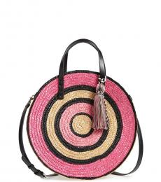 Rebecca Minkoff Pink Woven Straw Circle Large Satchel