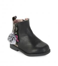 Juicy Couture Black Faux Fur Pom-Pom Booties