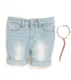 DKNY Littlr Girls Blue Ludlow Cuffed Denim Shorts