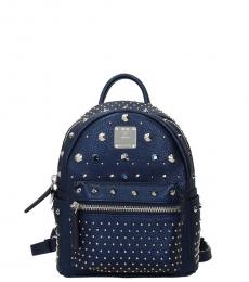 MCM Blue Studded Mini Backpack