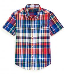 Ralph Lauren Little Boys Red Multi Madras Shirt