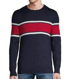 Calvin Klein Navy Colorblock Wool-Blend Sweater