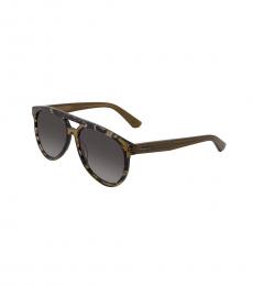 Salvatore Ferragamo Grey Havana Rectangular Sunglasses