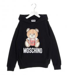 Moschino Little Girls Black Teddy Hoodie