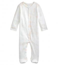 Ralph Lauren Baby Girls Delicate Pink Tie-Dye Footed Coverall