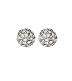 Silver Crystal Ball Stud Earrings