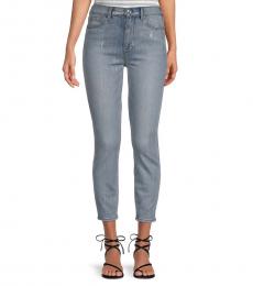 7 For All Mankind Light Blue High-Waist Ankle Skinny Jeans