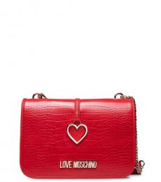 Red Heart Charm Medium Shoulder Bag