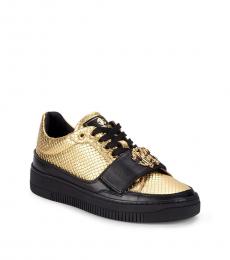 Gold Low-Top Leather Sneakers