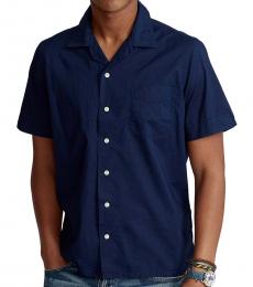 Navy Blue Classic-Fit Camp Shirt