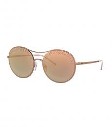 Emporio Armani Rose Gold Round Mirror Sunglasses