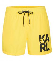 Karl Lagerfeld Yellow Front Logo Swimwear