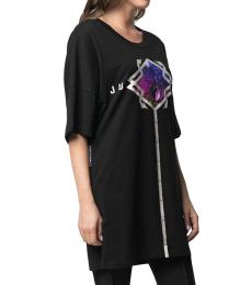 Just Cavalli Black Crew Neck Oversized T-Shirt