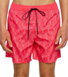 Karl Lagerfeld Pink All Over Printed Carry Over Swim Shorts
