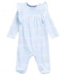 7 For All Mankind Baby Girls Smocked Cool Blue Rompers 