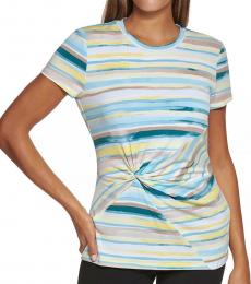 DKNY Multicolor Striped Side-Knot Top