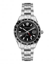 Versace Silver Hellenyium Black Dial Watch