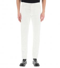 Alexander McQueen White Embroidered Logo Denim Jeans