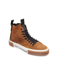 Karl Lagerfeld Brown Croc Embossed Sneaker