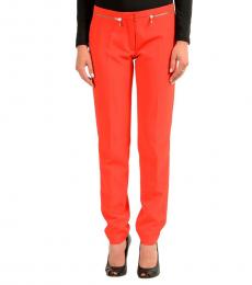 Orange Zipped Casual Pants