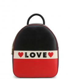 Love Moschino Black Logo Stripe Small Backpack