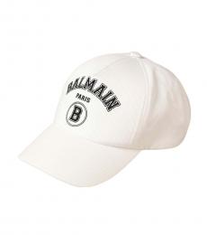 Balmain White Black Logo Hat
