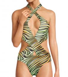 Roberto Cavalli Multicolor Cutout One-Piece Swimsuit