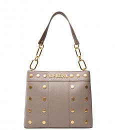 Love Moschino Grey Studded Medium Shoulder Bag