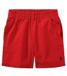 Little Boys Red Chino Pull-On Shorts