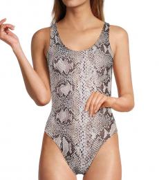 Roberto Cavalli Grey Printed One-Piece Swimsuit