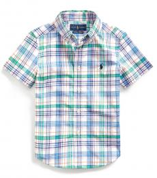 Ralph Lauren Little Boys Blue Plaid Poplin Shirt