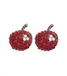 Red Cherry Pave Stud Earrings