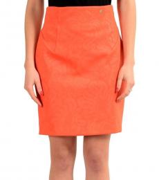 Orange Solid Pencil Skirt