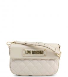 Love Moschino White Flap Logo Small Crossbody