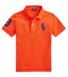 Ralph Lauren Little Boys Elite Orange Classic Fit Mesh Polo