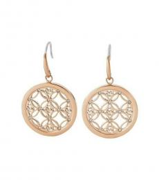 Rose Gold Double Circle Logo Drop Earrings