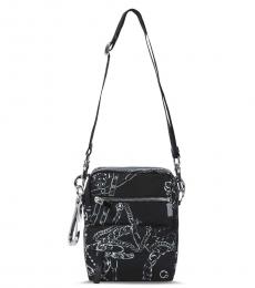 Just Cavalli Black Printed Mini Crossbody Bag