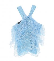 Girls Light Blue Laced Top