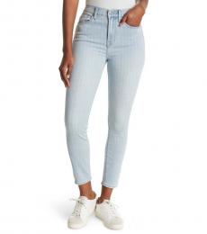 Light Blue Ankle Crop Tapered Jeans
