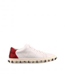 White Red Studded Sneakers