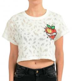 White Embellished Cropped Top