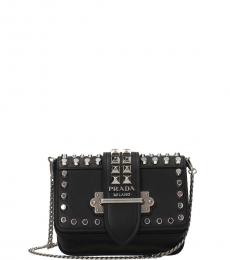 Prada Black Cahier Studded Mini Shoulder Bag
