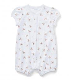 Ralph Lauren Baby Girls White Polo Bear Romper