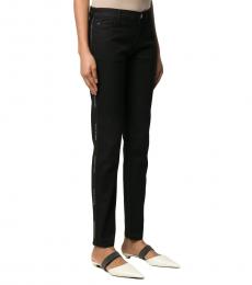 Emporio Armani Black Logo Embroidered Fitted Jeans