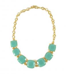 Ralph Lauren Gold Turquoise Cushion Stone Necklace